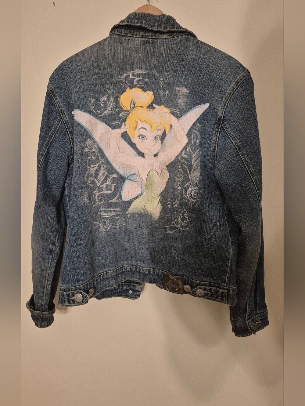 Disney Store Studio Collection Tinker Bell Vintage Denim Jacket Size M Fairycore